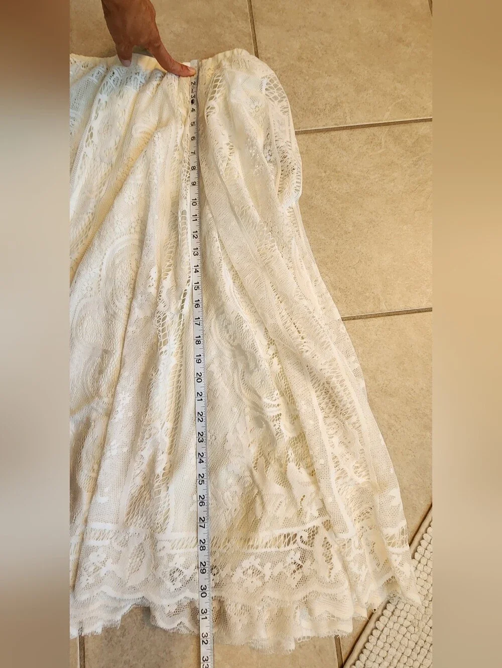 Stunning Lace True Midi Cream SkirtCream Lace A-Line Midi Skirt Size Large - Picture 4 of 4